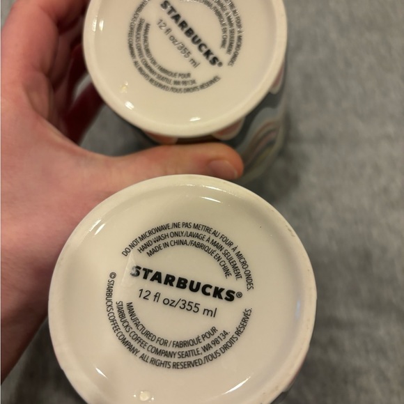 Blue Yellow White Pink Starbucks Ceramic Travel Mugs - Picture 3 of 4